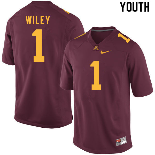 Youth #1 Cam Wiley Minnesota Golden Gophers College Football Jerseys Sale-Maroon - Click Image to Close